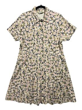 Vintage Eddie Bauer Shirt Dress Womens Large Multi Floral Cottagecore 80’s 90’s